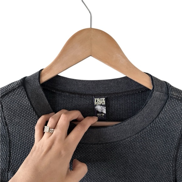 FREE PEOPLE Moto Studded Thermal Long Sleeve Top Shirt Tunic - Picture 4 of 6